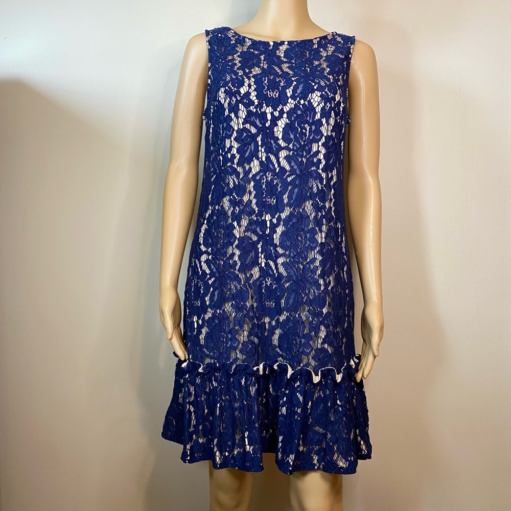 Eliza J Sleeveless Lace Bodycon Navy Blue Dress Size 6